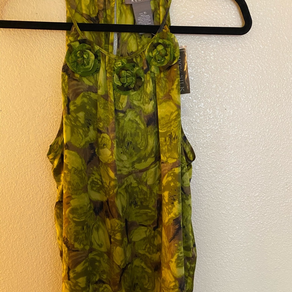 KENAR HALTER TOP, Green, NWT, XL